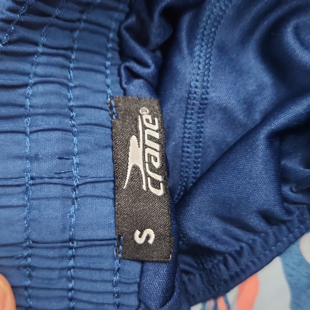 Crane Navy Blue Swirl Print Workout Shorts - Small - Mesh Insets - Picture 7 of 8